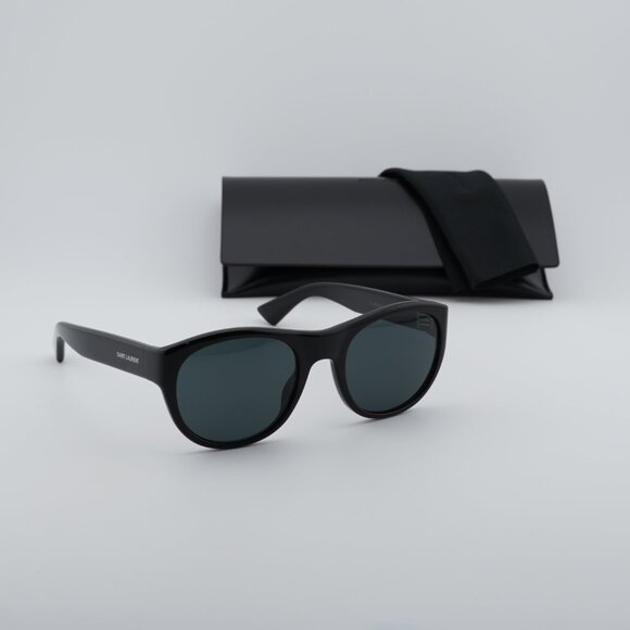Saint Laurent SL 798 MAXIME 001 Oval Sunglasses - Black/Grey  display picture 2